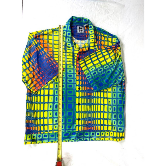 Vintage Bon Homme Button Up XL Wild Retro Psychedelic Geometric Pattern - Picture 3 of 9